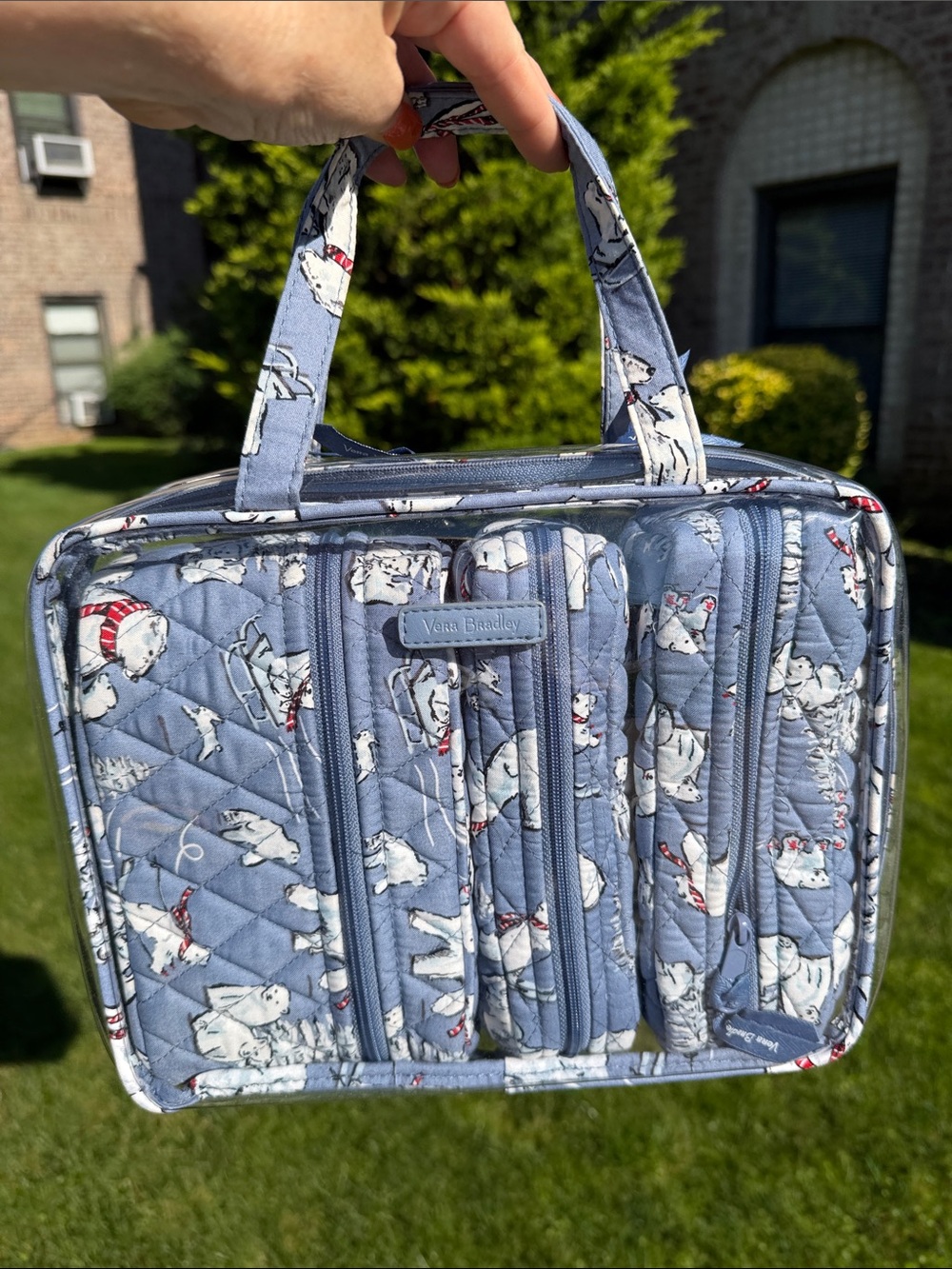 Vera Bradley Blue Quilted zippered cosmetic cases 3 in a Polar Bear motif 🐻❄️